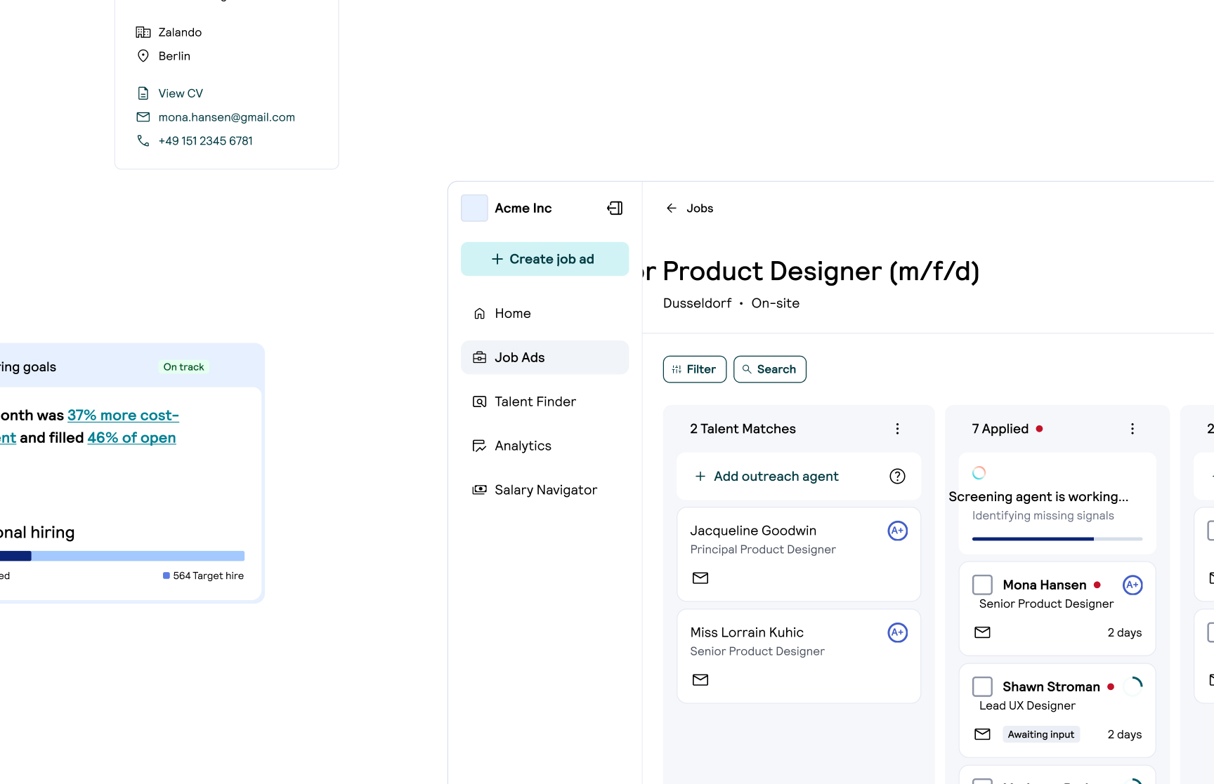 Recruiter workspace